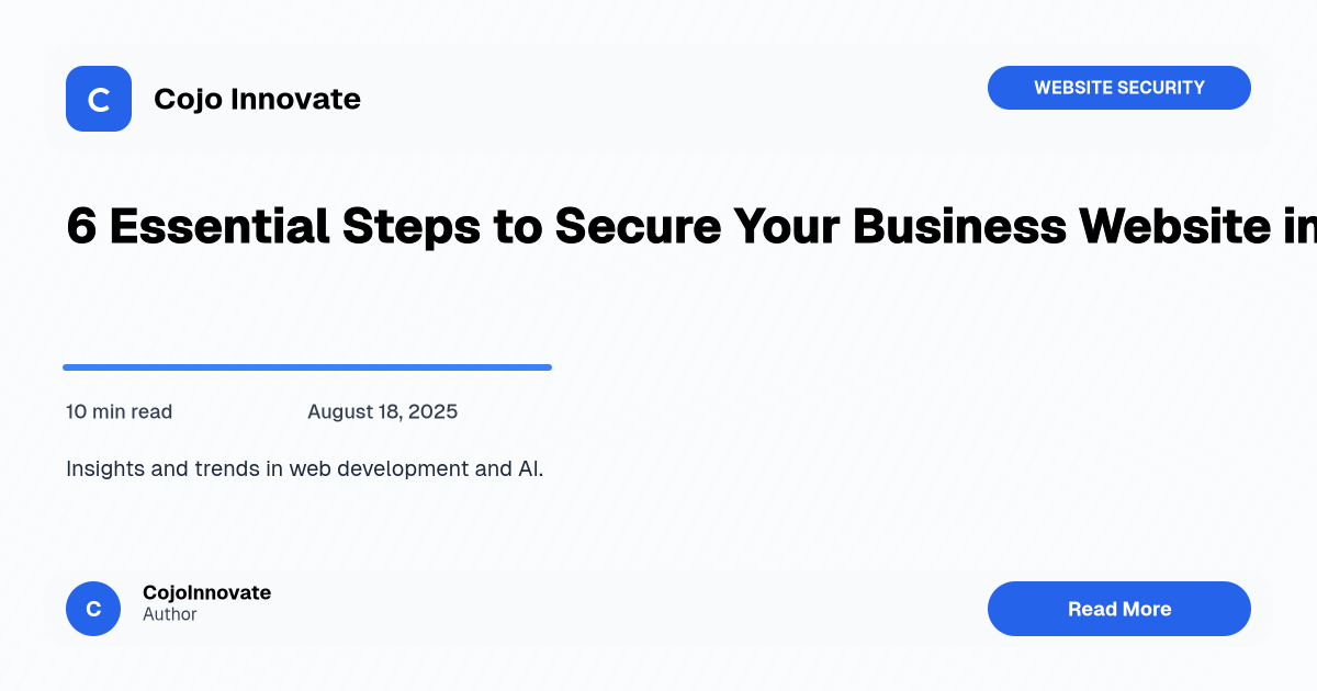 6 Essential Steps to Secure Your Business Website in 2025 - Featured Image
